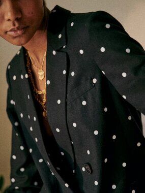 *NWT* Sezane Christie Jacket / white polka dot black blazer size 2 (34)